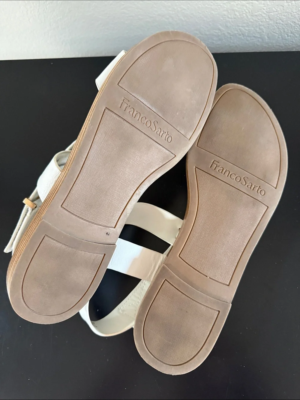 Franco Sarto Glenni White Leather T-Strap Sandals